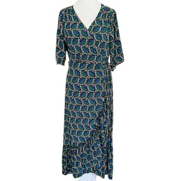 Silk & Salt Journey Maxi Wrap Dress in African Peacock Print size M. - Picture 3 of 11